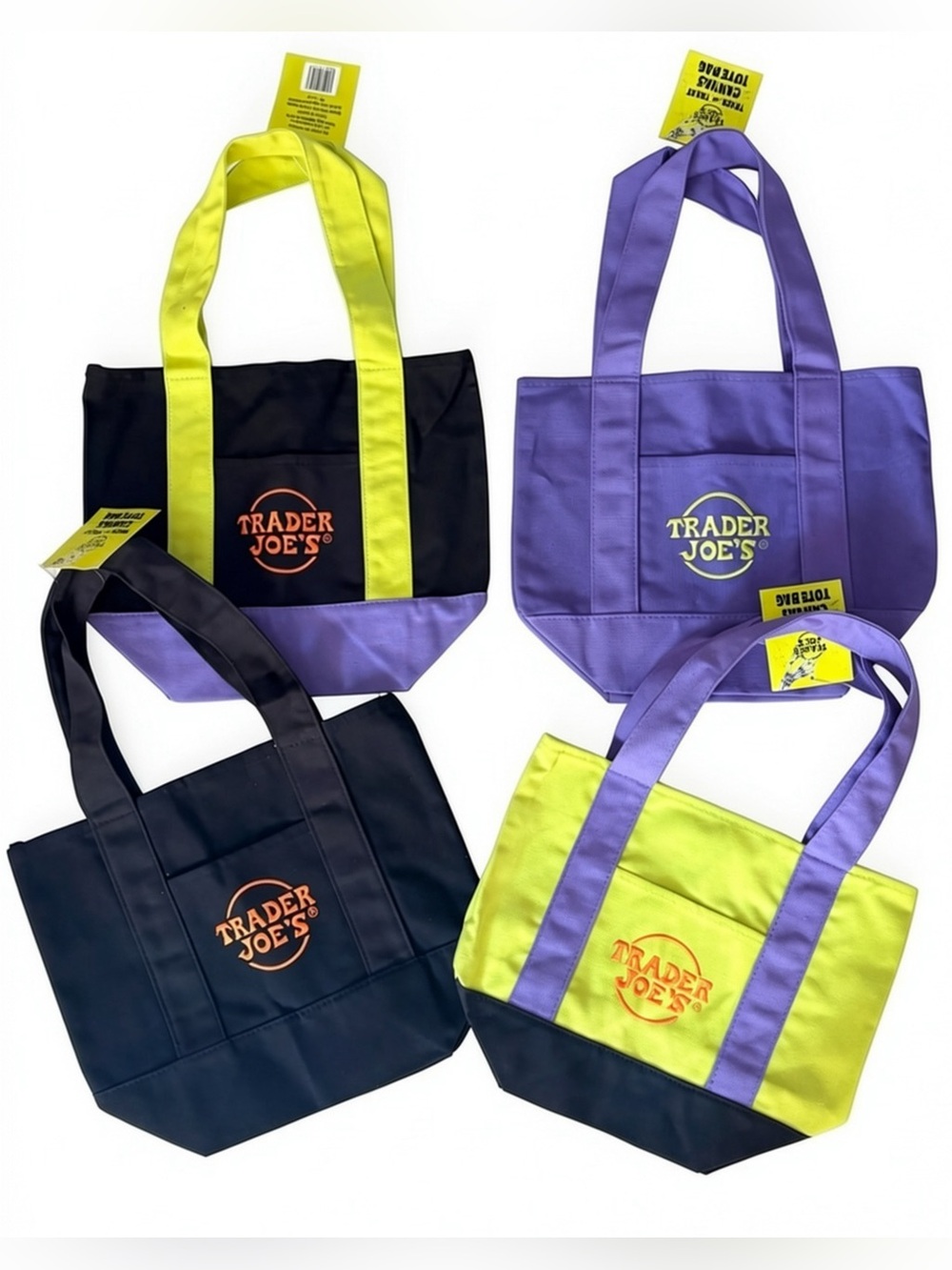 NEW Trader Joes Mini Canvas Tote Bag Set of 4 Halloween Limited Edition NWT